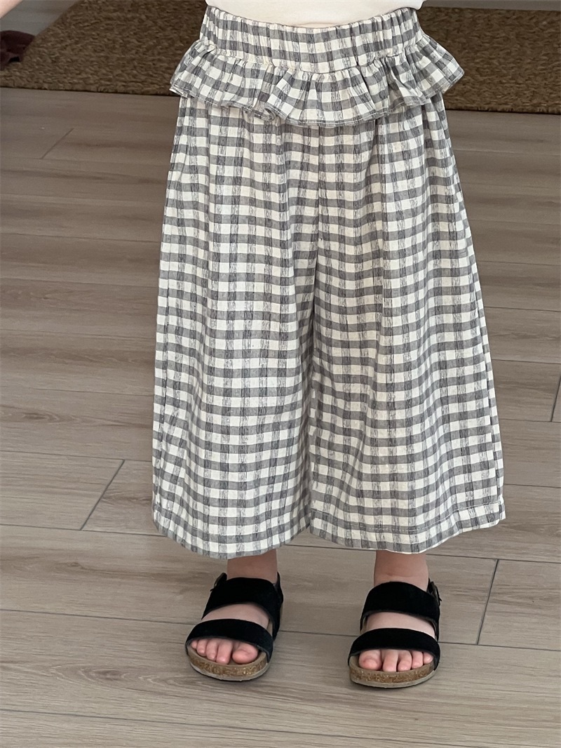 花邊格子公分寬褲