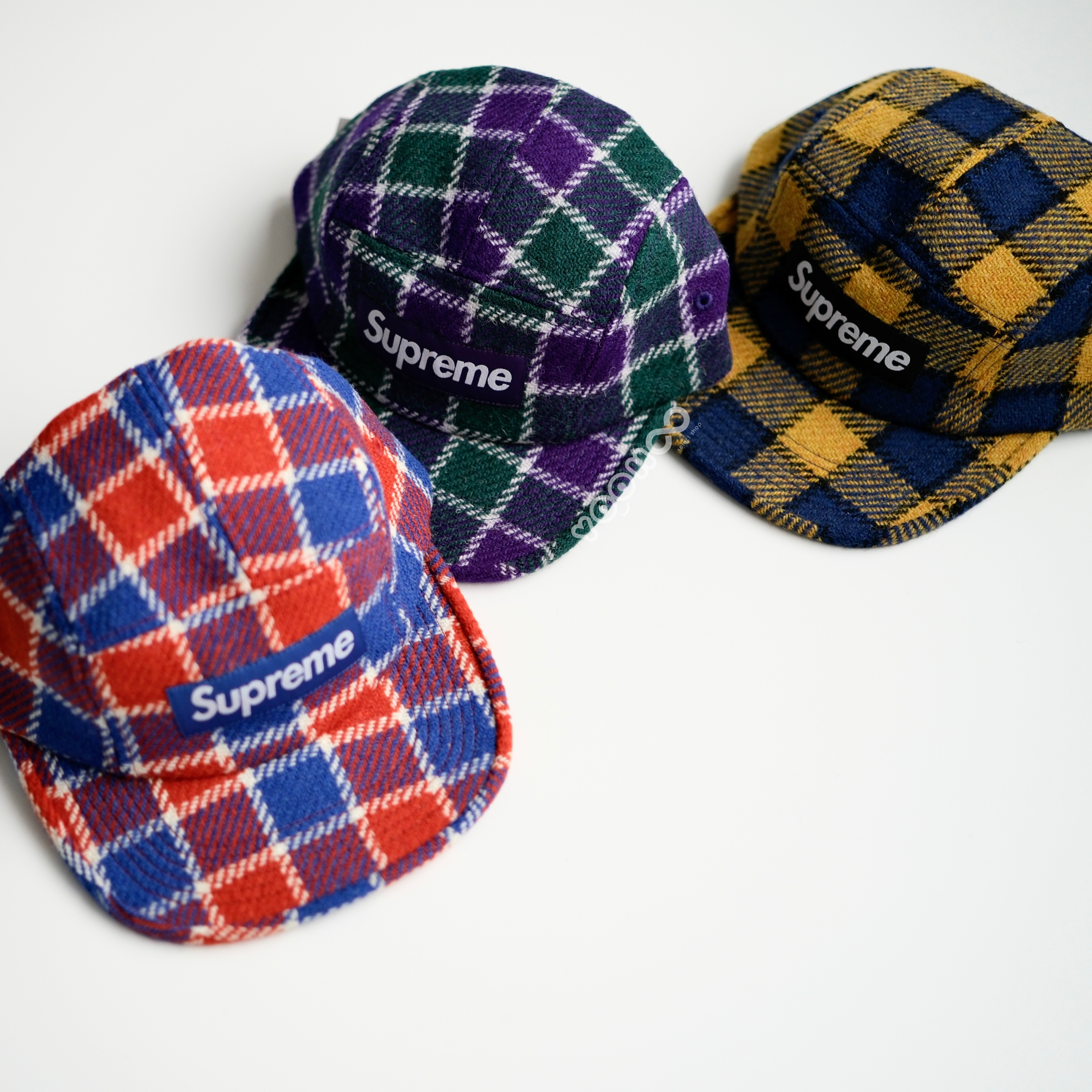 現貨┃Supreme 25SS Harris Tweed Camp Cap 格紋 五分割帽