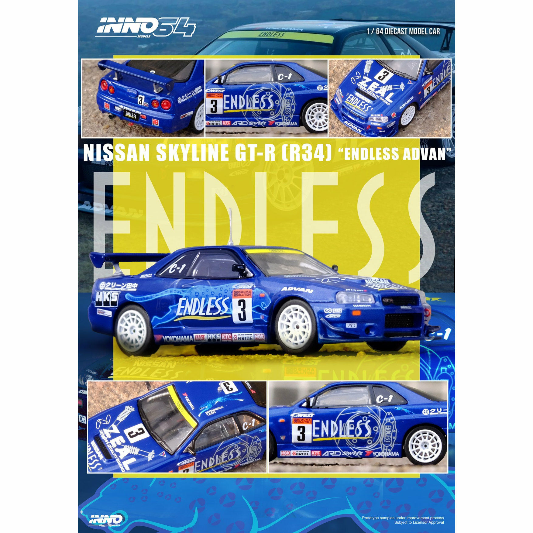 INNO64 NISSAN SKYLINE GT-R (R34) #3 "ENDLESS ADVAN" Super Taikyu Series 2002 Winner