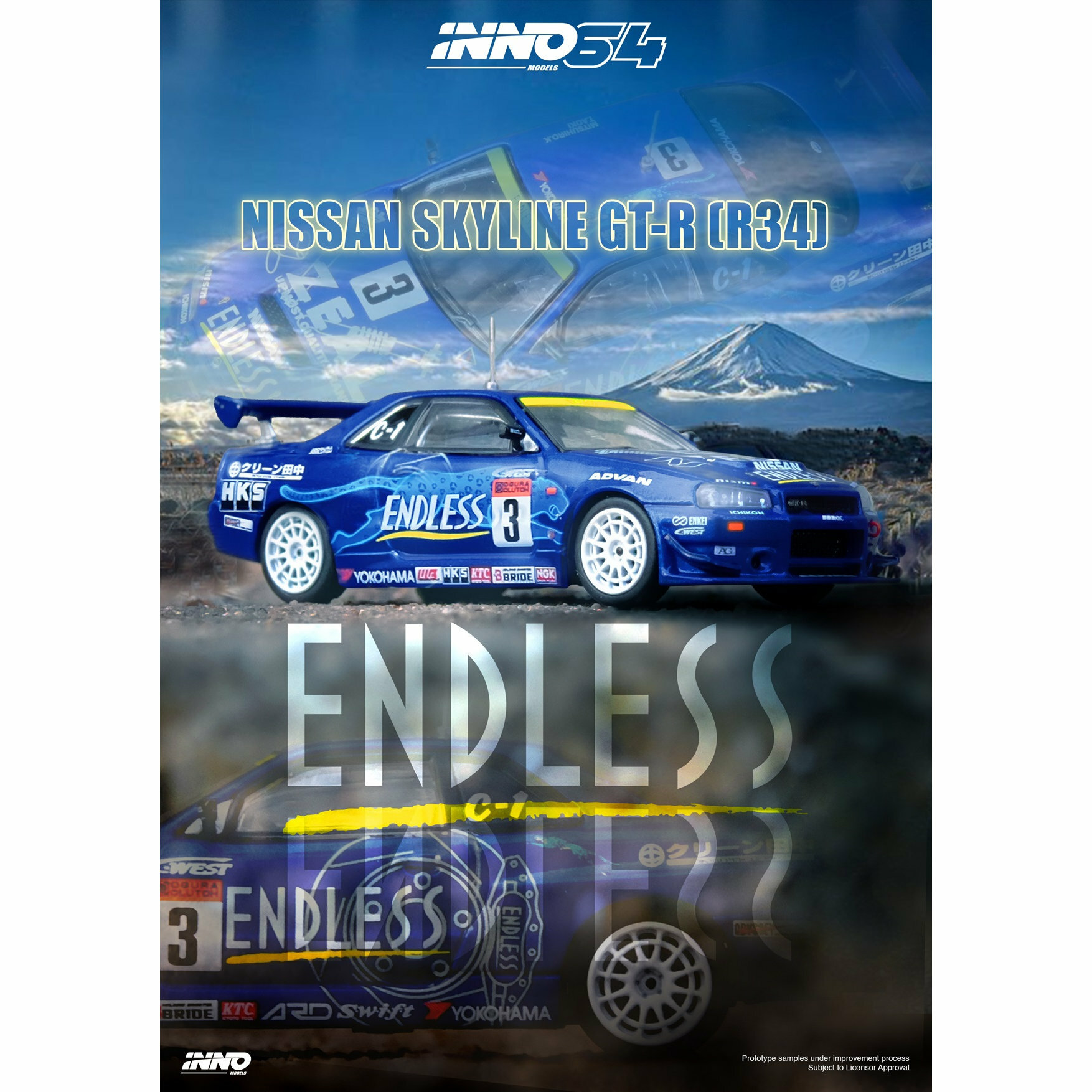 INNO64 NISSAN SKYLINE GT-R (R34) #3 "ENDLESS ADVAN" Super Taikyu Series 2002 Winner