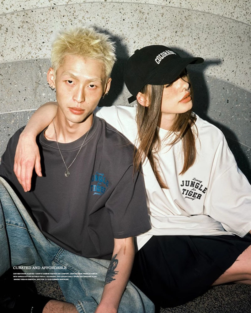 美式廓形寬鬆印花短TEE