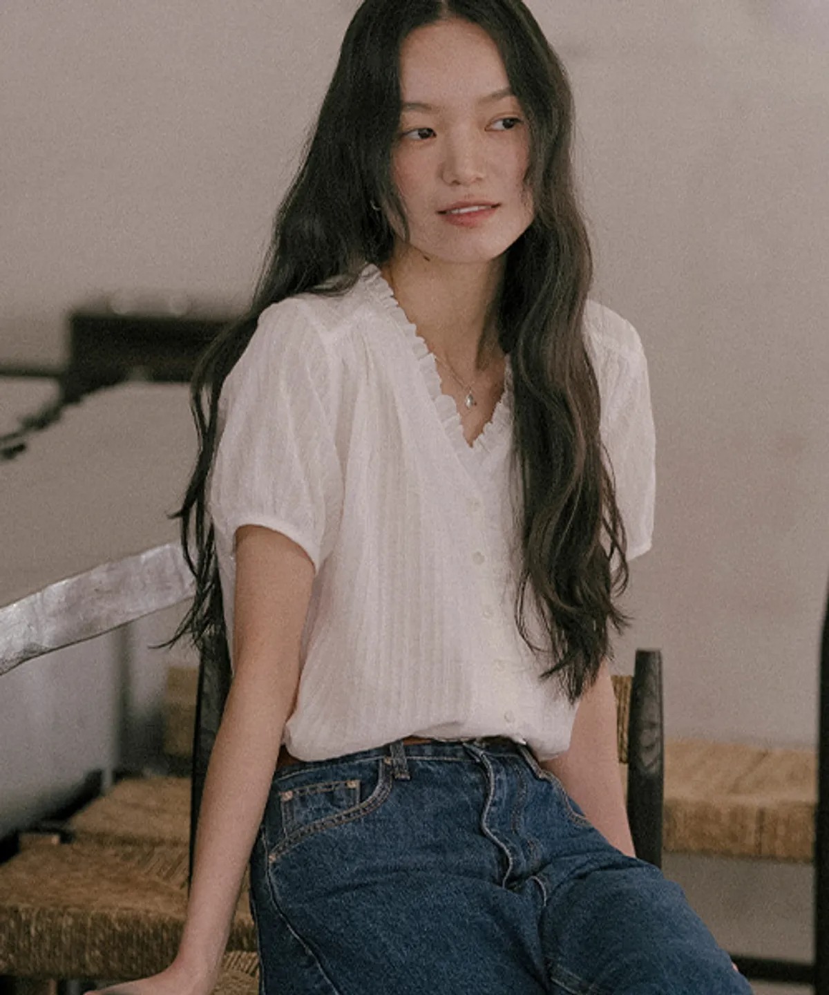 TILLIDIE Lace Frill Blouse