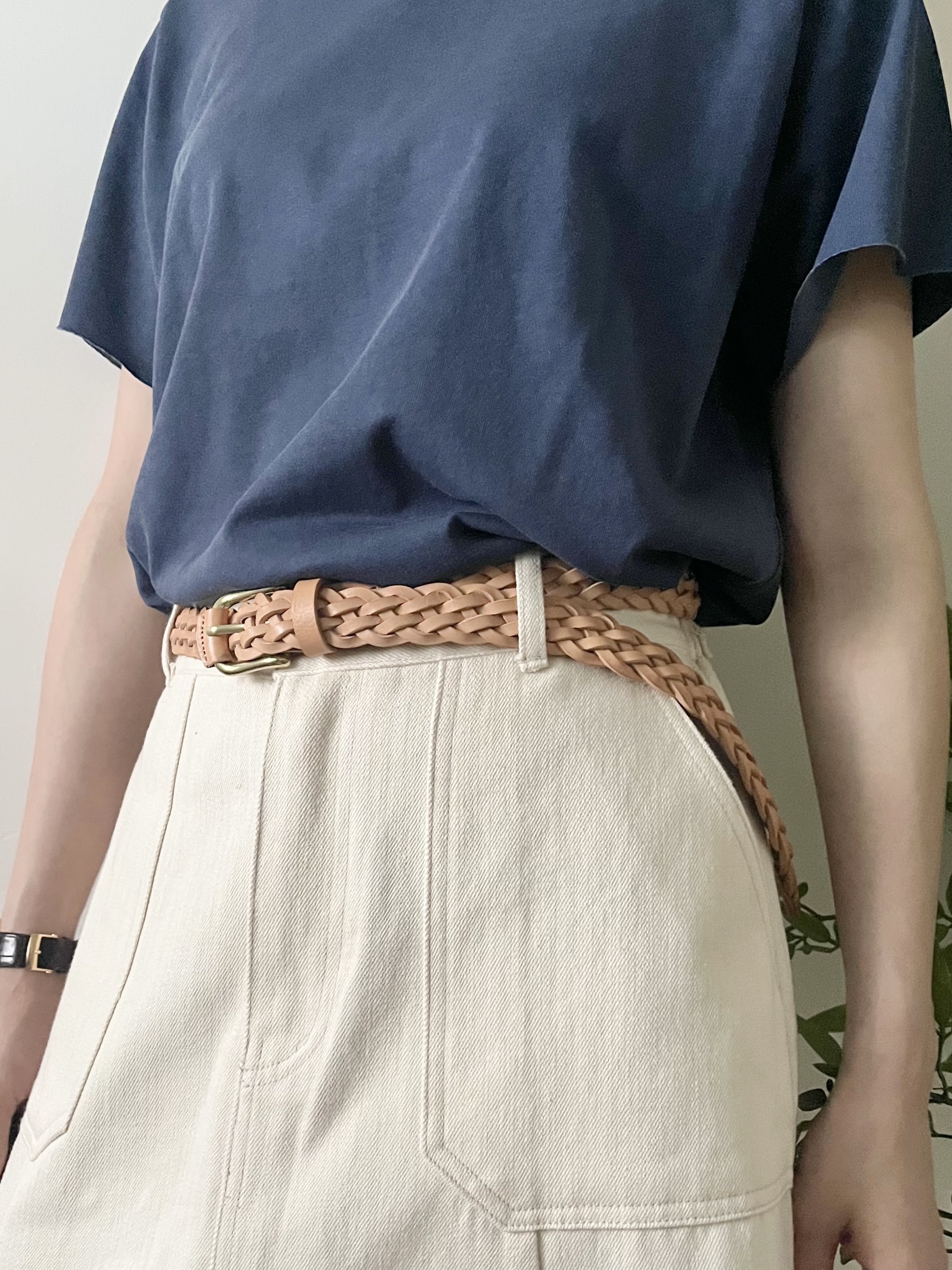 🌿織紋 配金扣 真皮腰帶