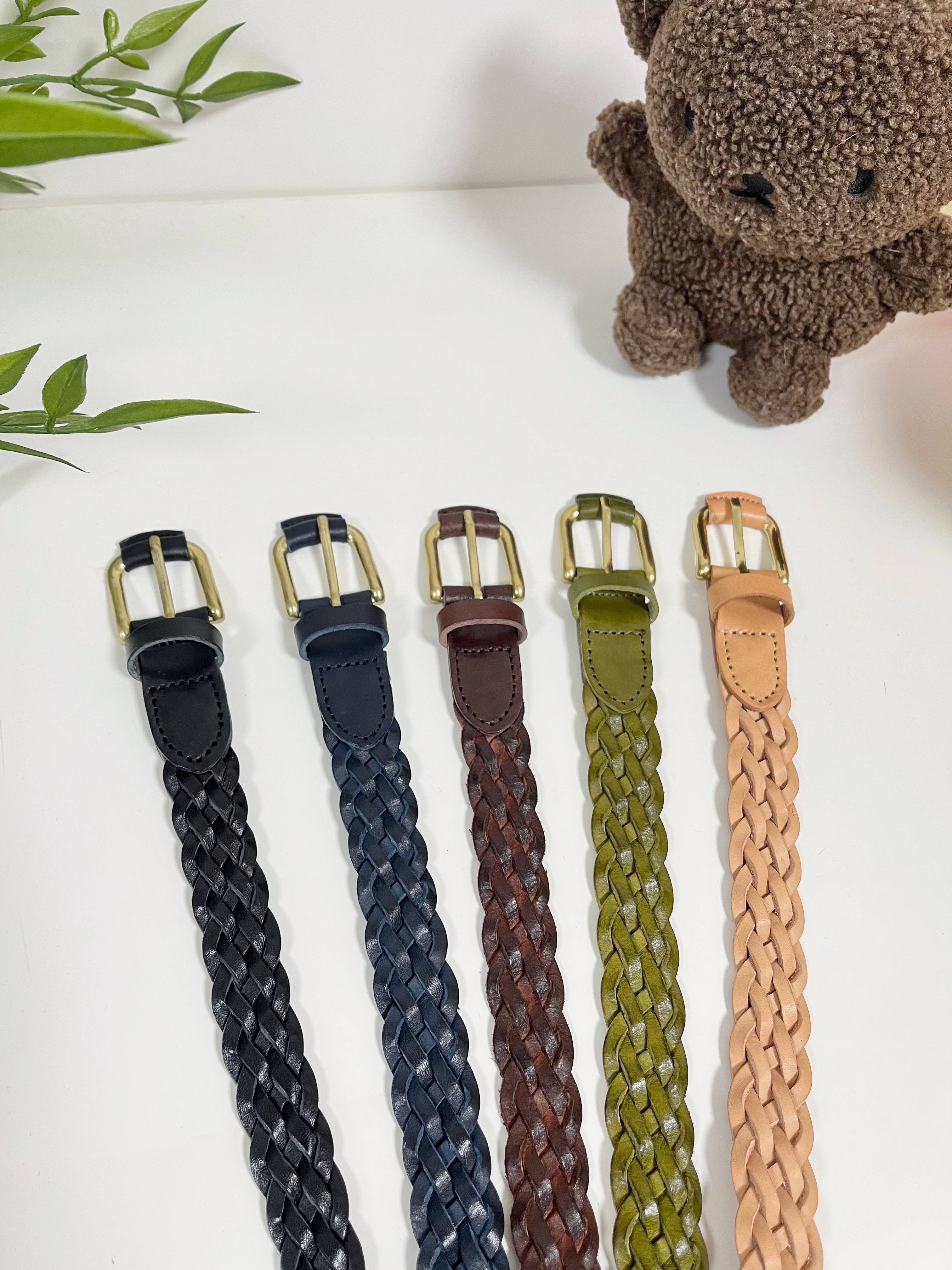 🌿織紋 配金扣 真皮腰帶