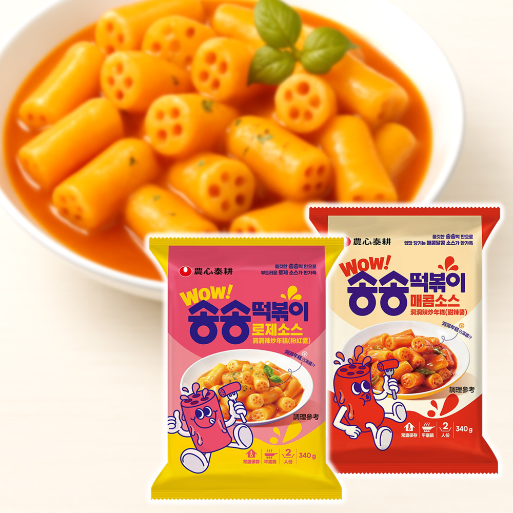 韓國 農心 泰耕 洞洞 辣炒 年糕 340g 甜辣味 / 粉紅醬