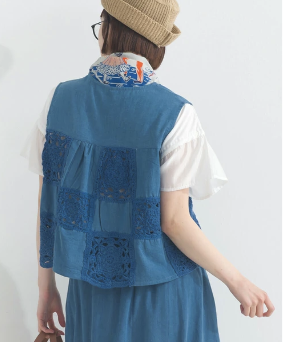 牛仔鉤針蕾絲背心 （3色入）【日本直送】