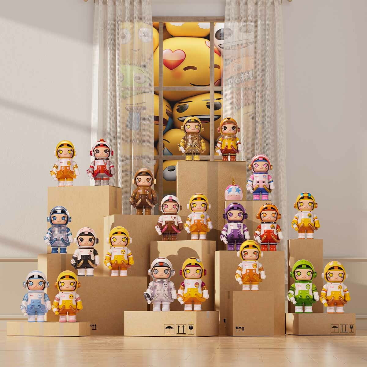 POPMART POP MART 泡泡瑪特 MEGA SPACE MOLLY × emoji™ 表情聯名系列 100% 盲盒公仔 手辦