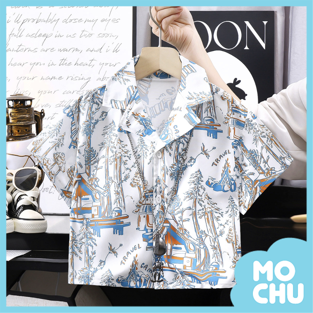 露營營火休閒沙灘花襯衫