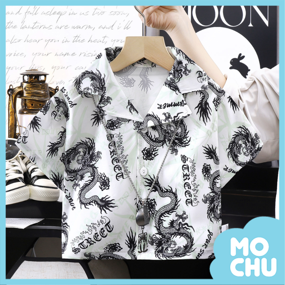 龍行休閒沙灘花襯衫