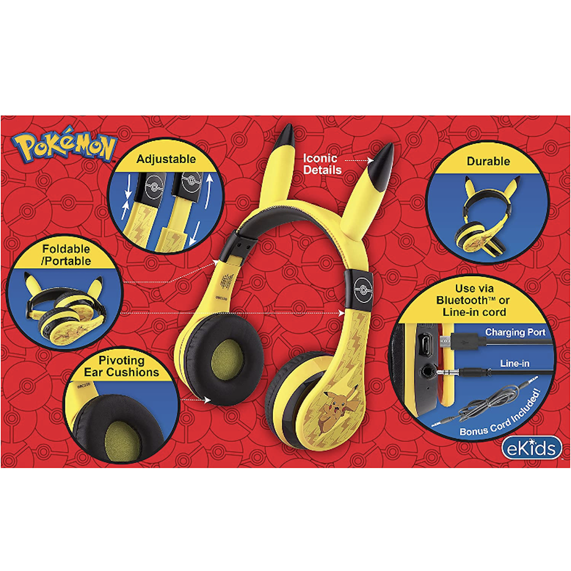 美國 Pokemon Headphone 藍牙耳機 (內置 Microphone)