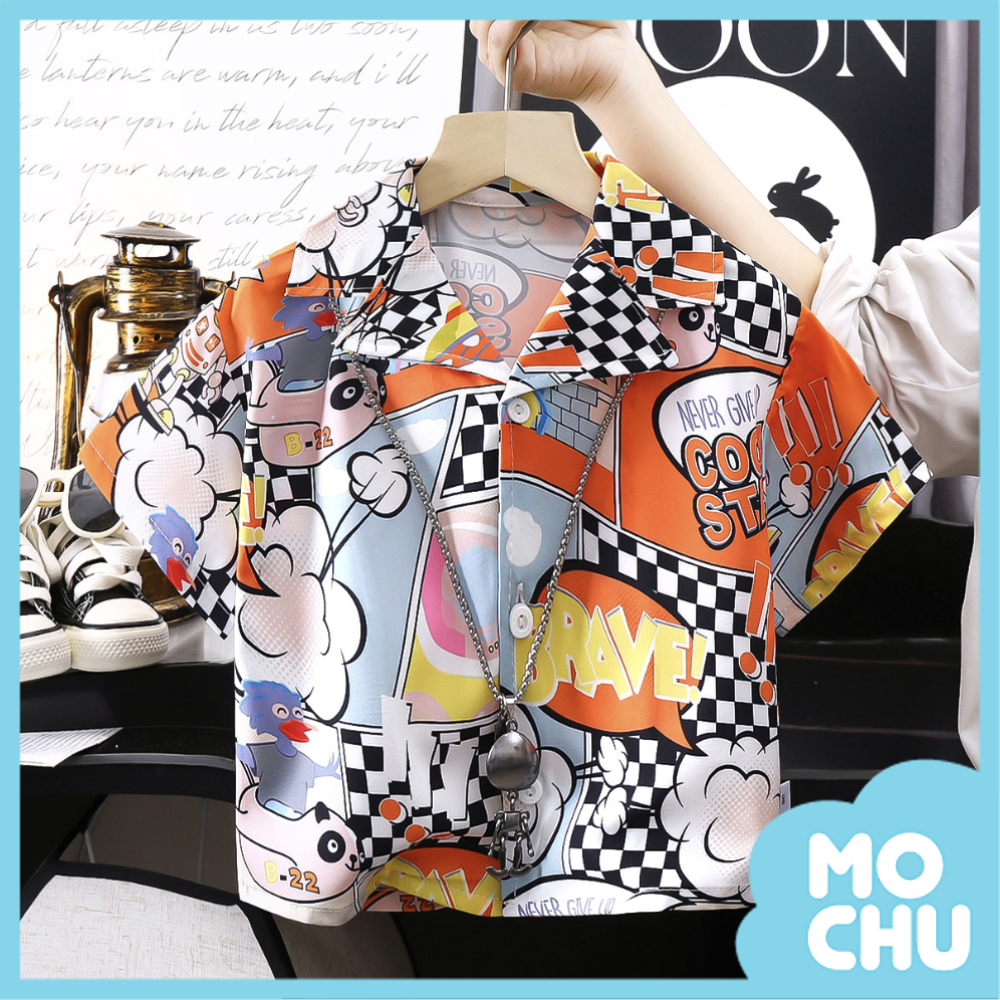 漫畫風休閒沙灘花襯衫