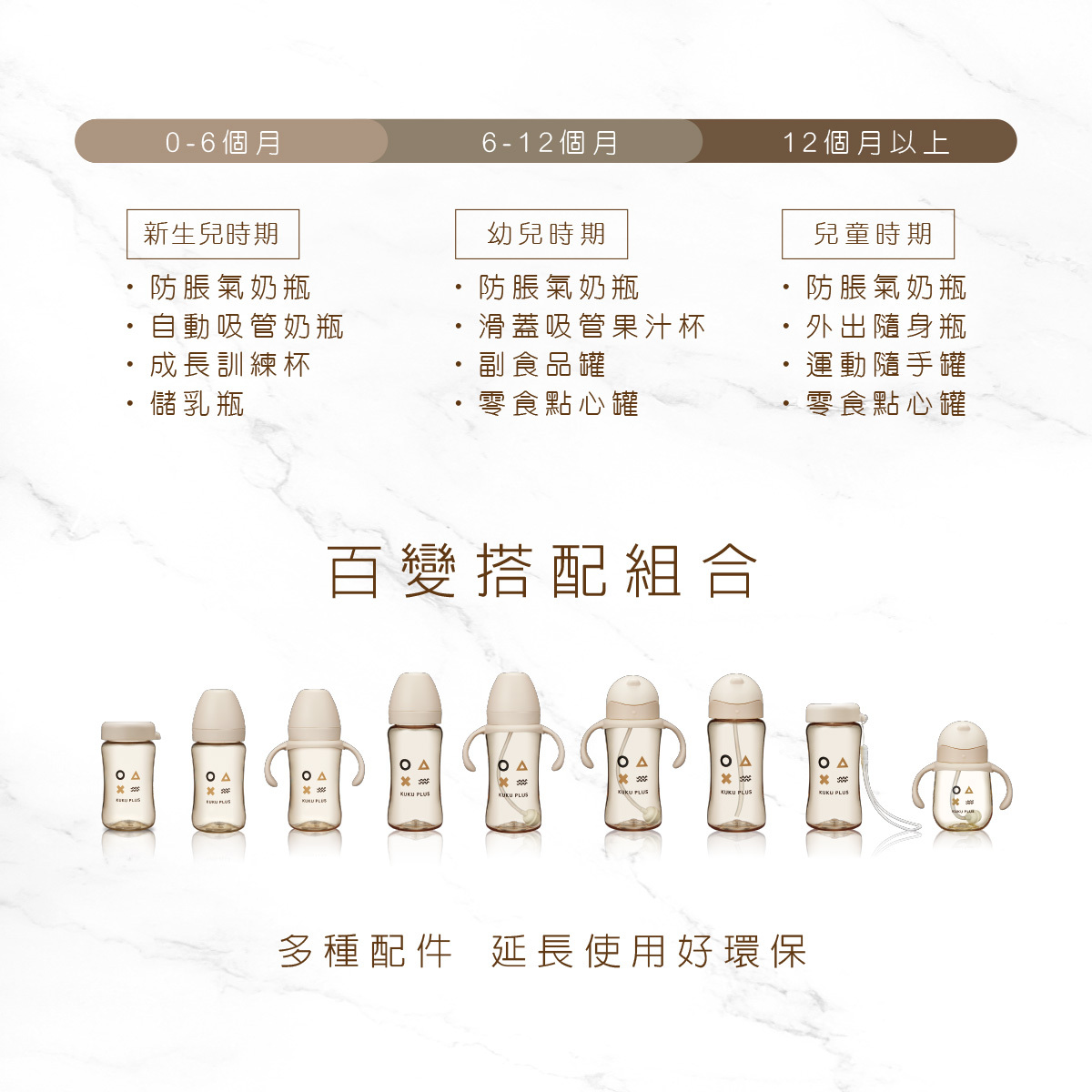 KUKU PLUS 奶瓶滑蓋自動吸管組 -櫻粉