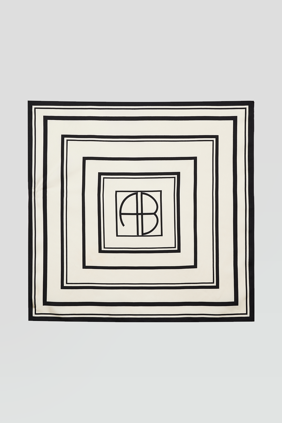 Anine Bing｜YORK 幾何方框LOGO印花絲巾
