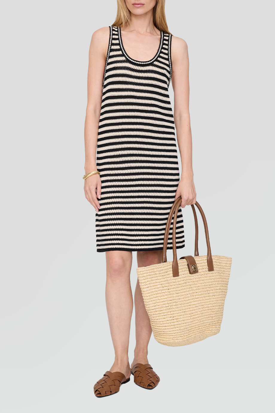 Anine Bing｜ARIE 背心領條紋針織短洋裝