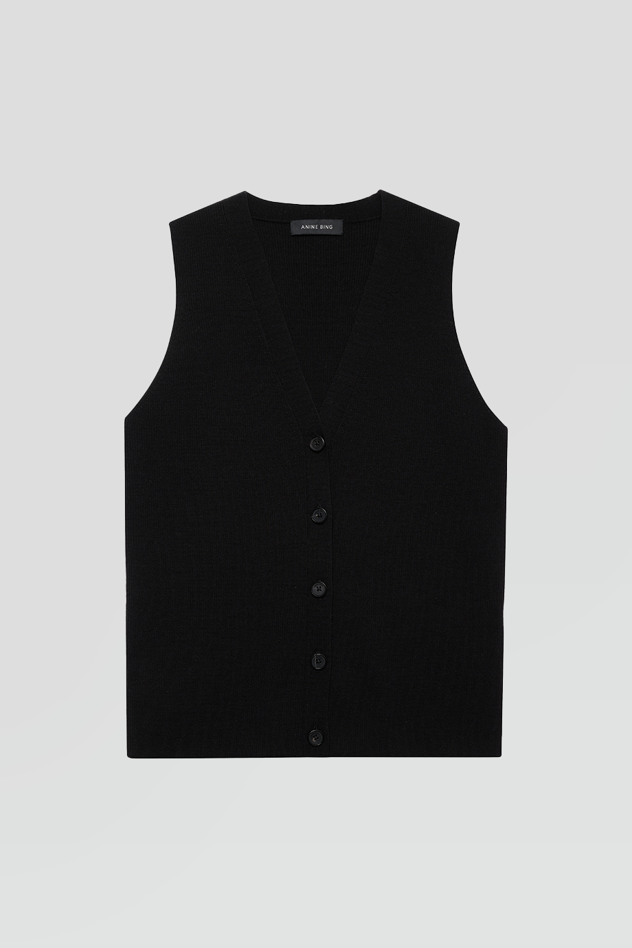 Anine Bing｜LAWRENCE V領排釦細羅紋背心
