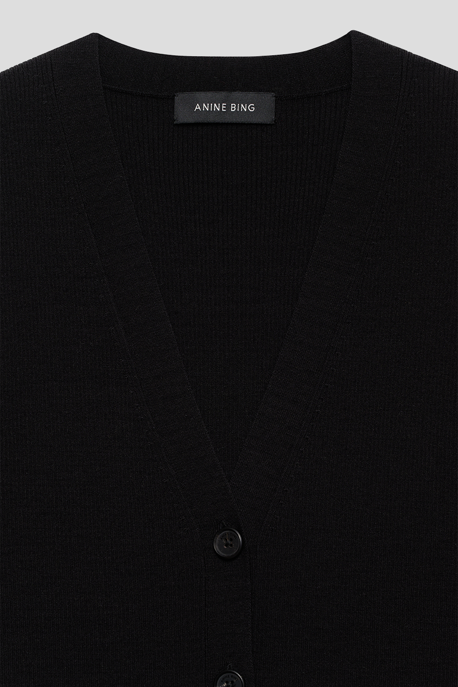 Anine Bing｜LAWRENCE V領排釦細羅紋背心