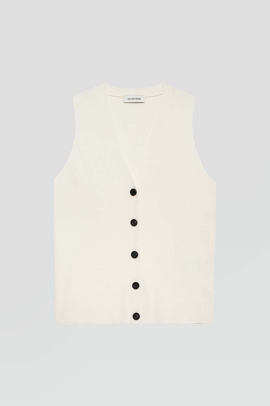 Anine Bing｜LAWRENCE V領排釦細羅紋背心
