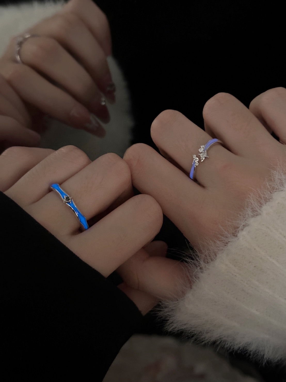 周大生星光戀人對戒 925純銀  戒指 男女同款情侶款（可調節）