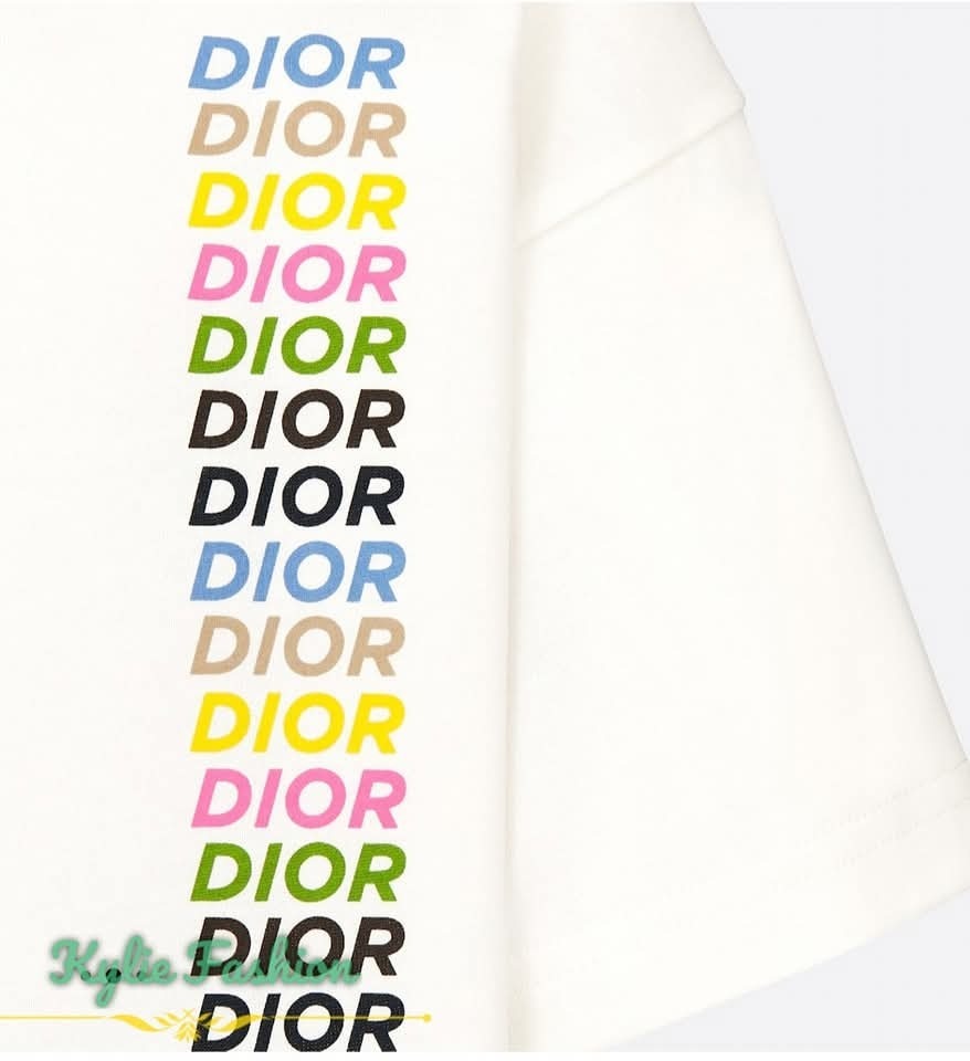 DIOR Kids 白色 彩色Logo圖案 Tee