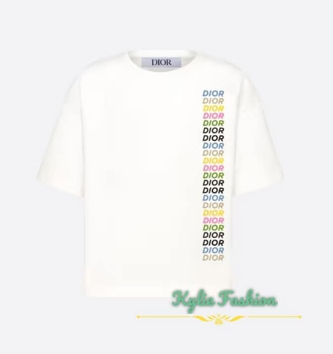 DIOR Kids 白色 彩色Logo圖案 Tee