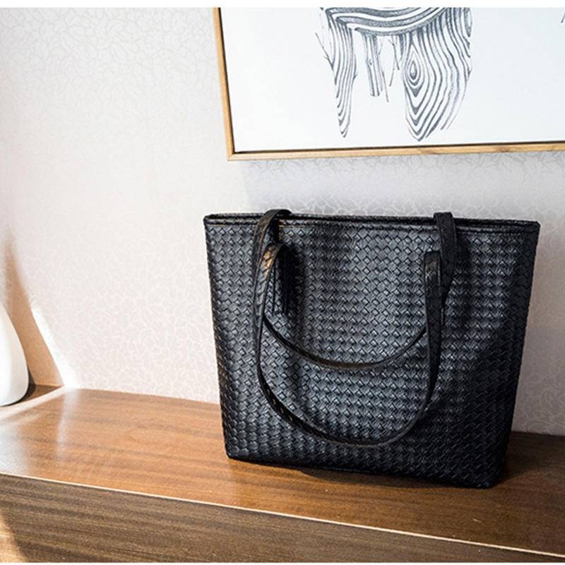 編織包 女生包包 編織托特包 大容量托特包 旅行包 通勤包 上班包包 大學生書包 購物包 購物袋 黑色包包 紅色包082