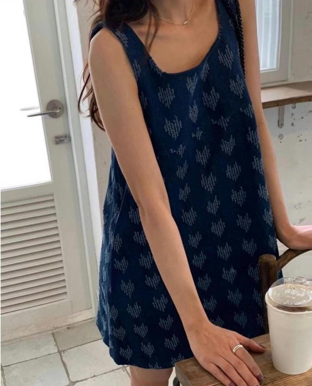 心心牛仔背心連身裙