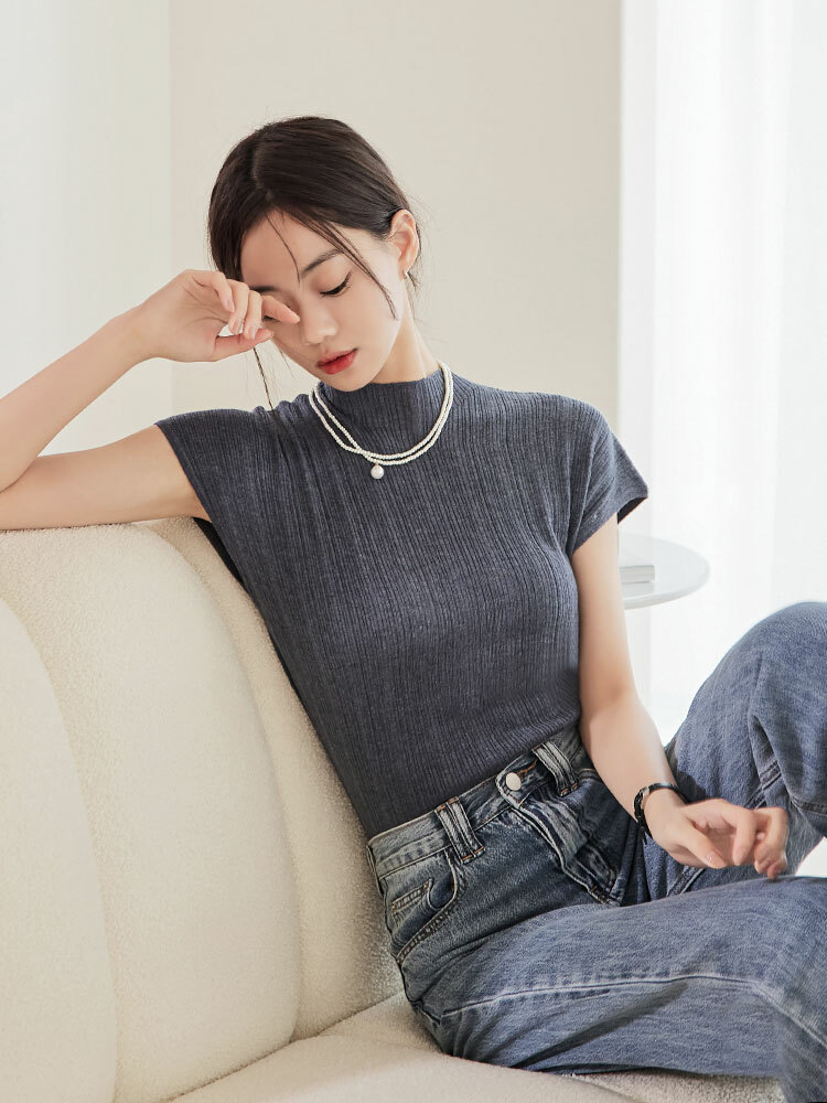 別緻紋理小飛袖上衣