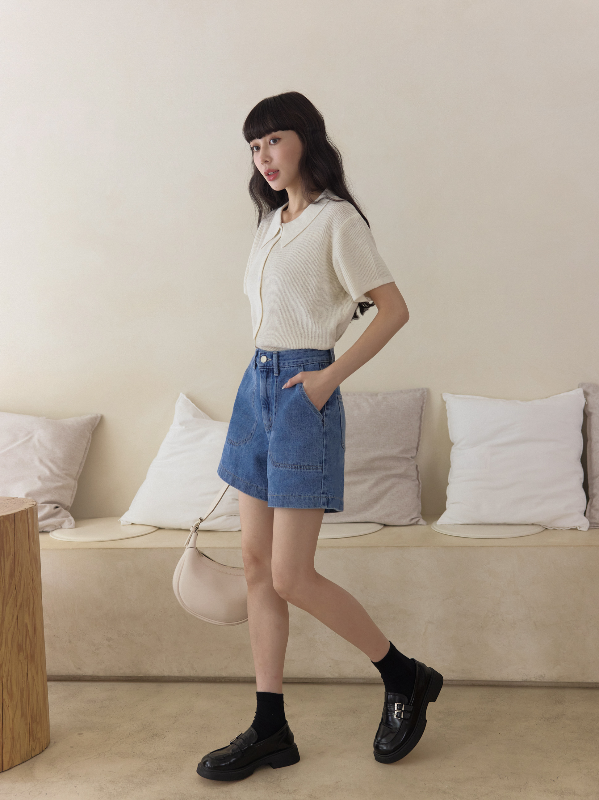 經典高腰收胯牛仔短褲