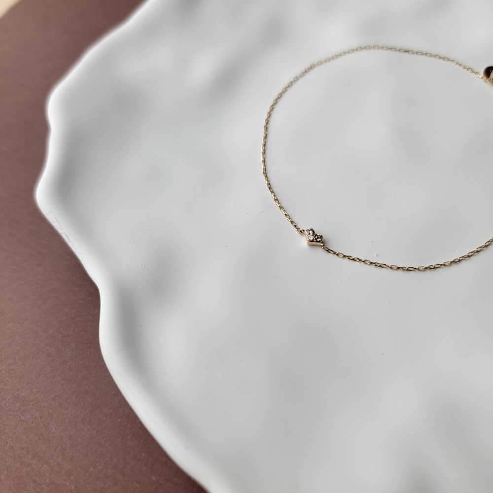 【me.luxe】K10愛心3分鑽石手鍊