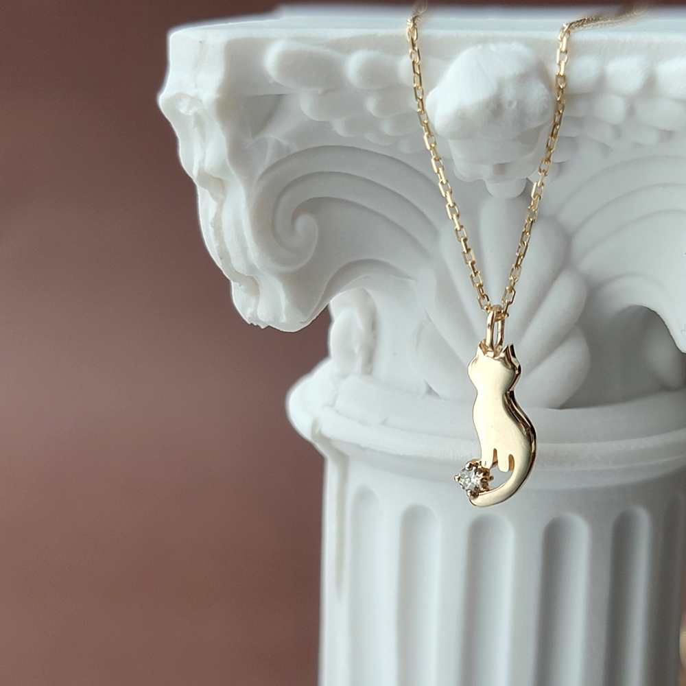 【me.luxe】K10優雅的喵1分鑽石鍊