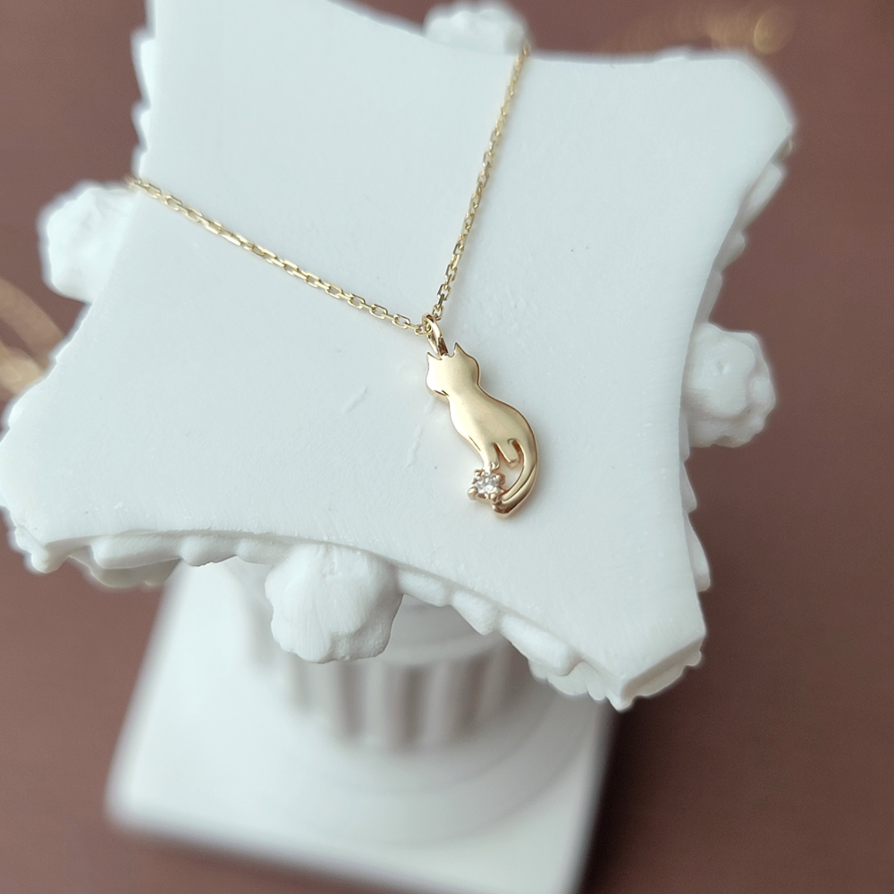 【me.luxe】K10優雅的喵1分鑽石鍊