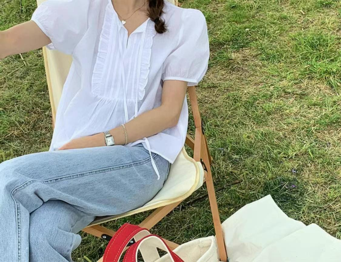 微公主袖娃娃上衣(白色)