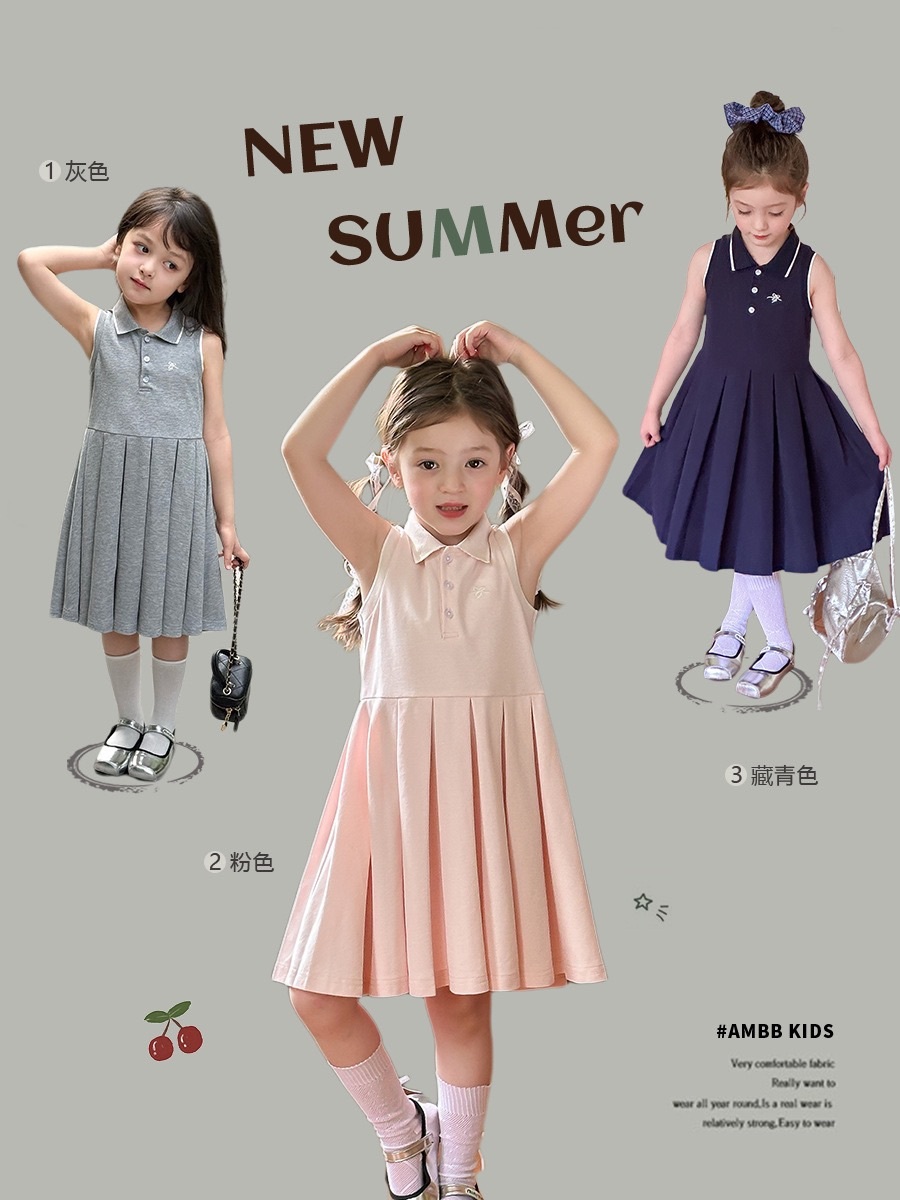 學院風刺繡蝴蝶結百褶洋裝