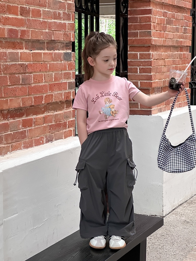 三色合身熊熊女孩上衣