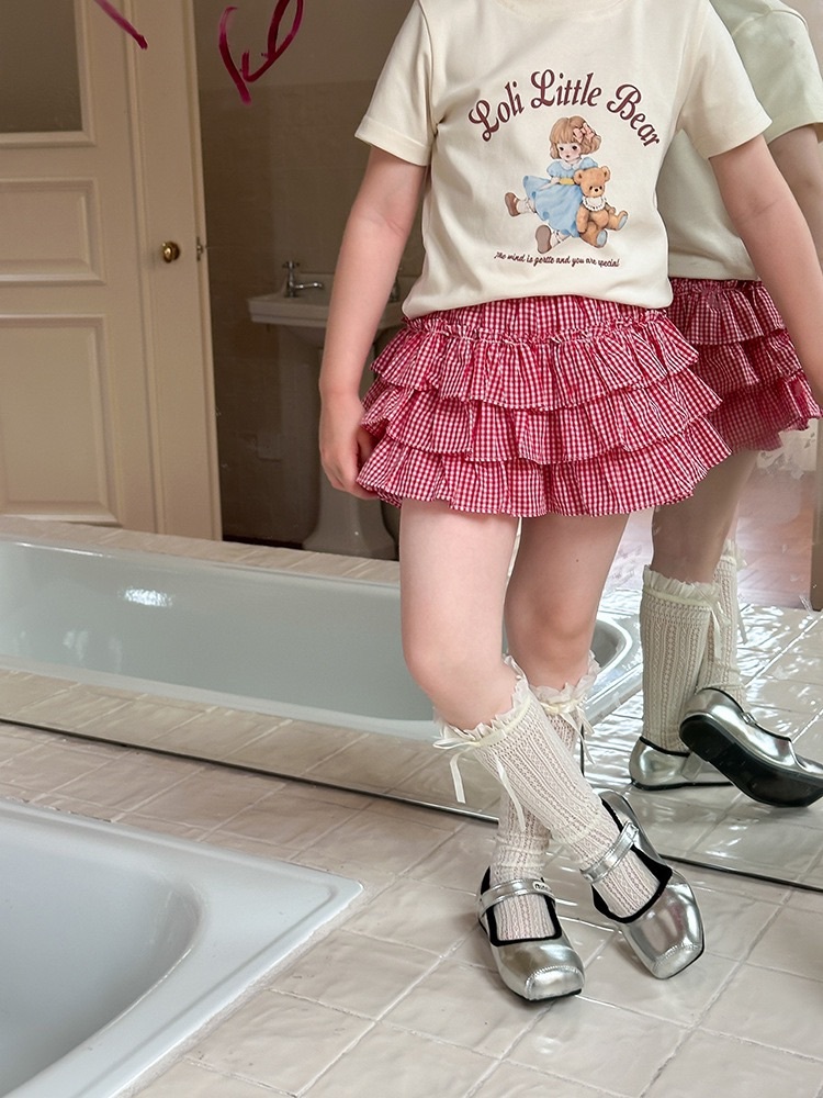 甜美百褶蛋糕裙褲