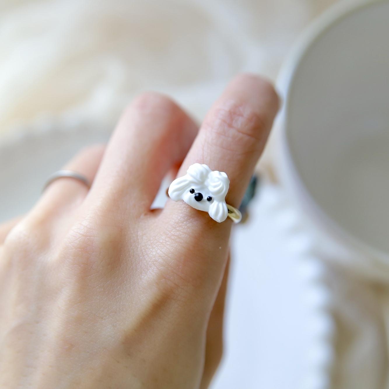 [OURS EN PELUCHE] 奶油小狗戒指 | NO.1