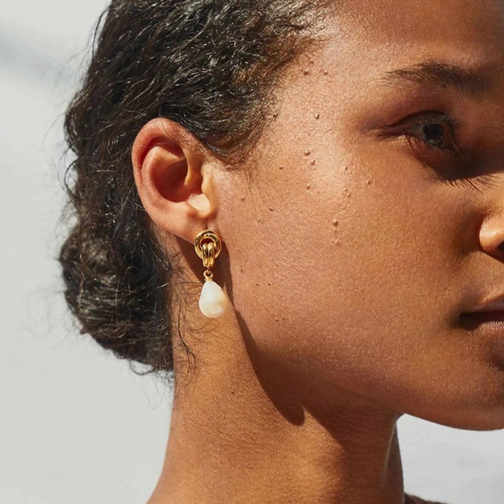 飾品 耳環 女生耳環 油畫 天然灰水晶 巴洛克珍珠 小香風 純銀耳針 耳釘 耳飾 氣質耳環 百搭 高級感 質感 443