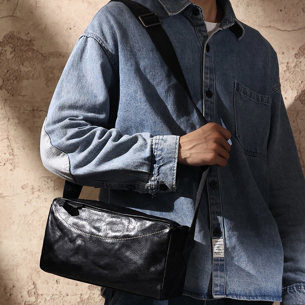 男生包包 斜背包 側背包 小方包 單肩包 牛皮包 單肩包 真皮包包 大容量斜背包 韓國包包 黑色包包 男生禮物 255