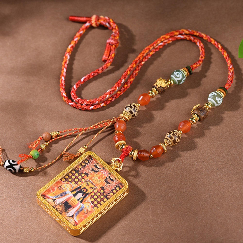 項鍊 招財項鍊 唐卡項鍊 龍五爺 吊墜項鍊 藏式項鍊 編繩項鍊 手工編織 五路財神 禮物 招財 事業運 貴人運 432