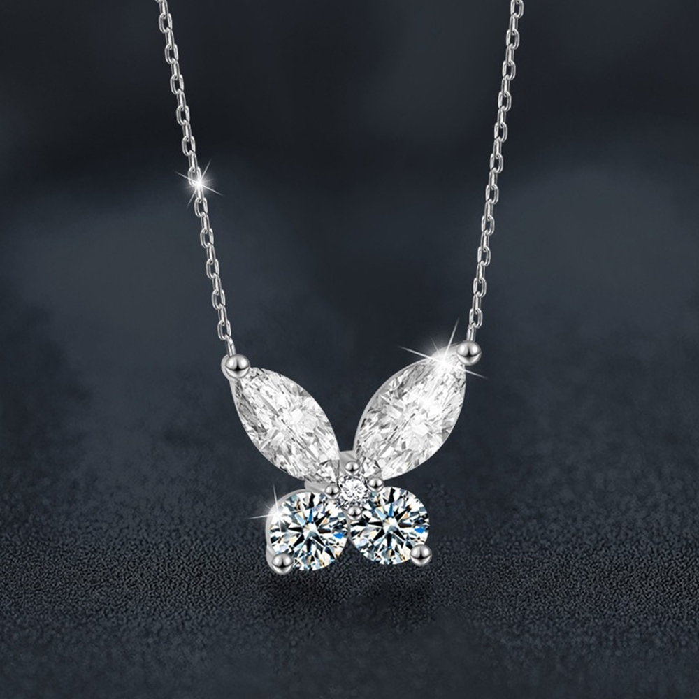 項鍊 蝴蝶項鍊 鑽石項鍊 飾品 莫桑鑽 銀飾 鎖骨鏈 s925純銀 蝴蝶吊墜 女生項鍊 吊墜項鍊 韓版項鍊 氣質 430