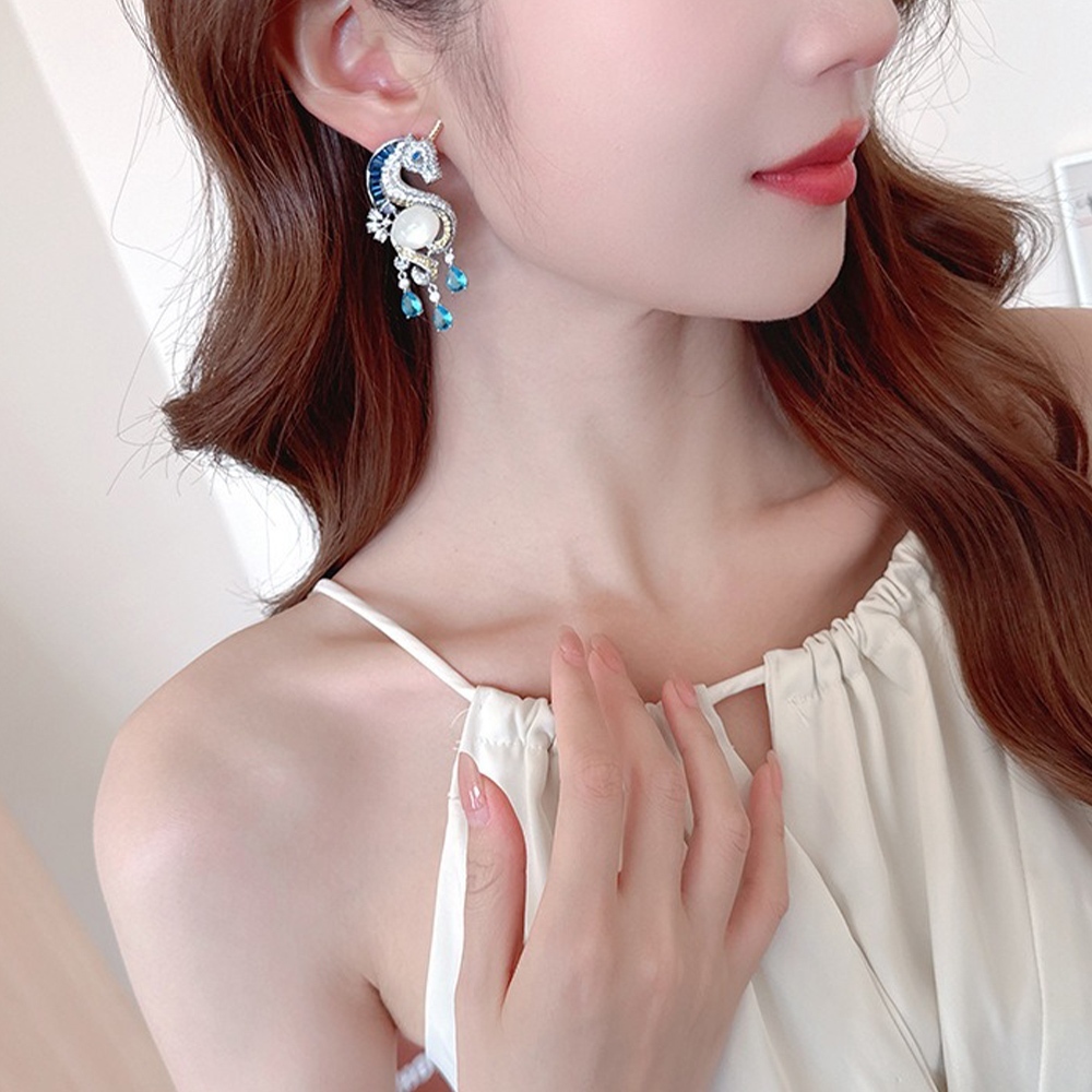 飾品 女生耳環 耳飾 水滴耳環 鋯石 鋯石耳環 獨角獸 防過敏耳環 純銀耳環 925銀針 垂墜耳環 耳釘 銀針 419