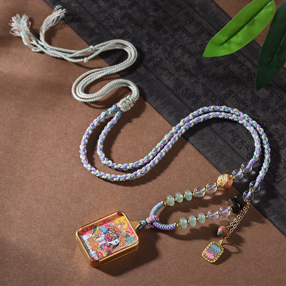 項鍊 札基拉姆 藏式項鍊 飾品 吊墜 女財神 編織項鍊 掛脖飾品 唐卡掛飾 男女通用 新中式 民族風飾品 項鍊女 417