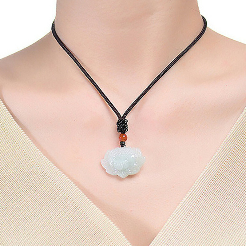 項鍊 翡翠蓮花 飾品 天然翡翠 玉項鍊 頂級翡翠 首飾 女項鍊 吊墜 男女通用 冰種玉石 男項鍊 掛件 緬甸玉 030