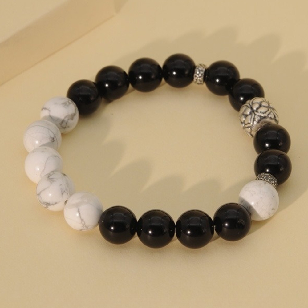 手鍊 福運蓮花手鍊 s999足銀 飾品 銀飾 黑曜石手鍊 純銀手鍊 白松石手鍊 手鍊男 中國風 復古手鍊 納福 276