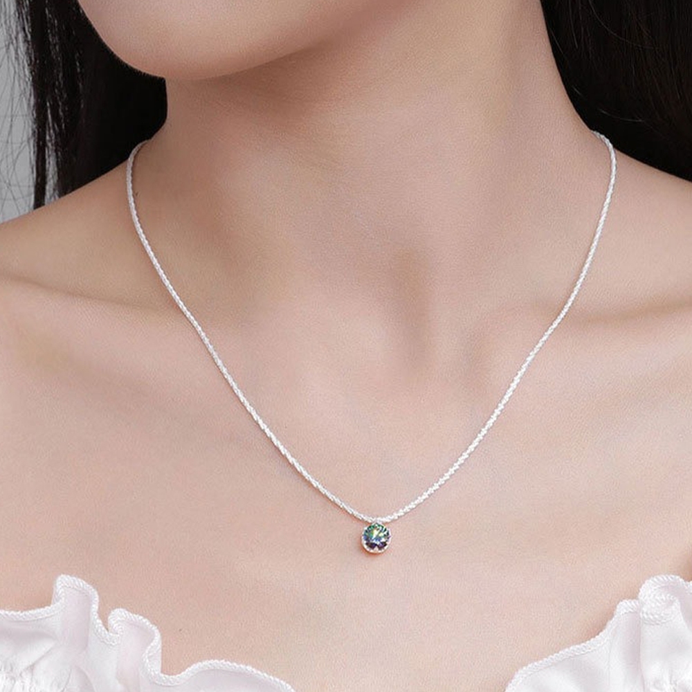 鑽石項鍊 莫桑鑽 項鍊 飾品 皇冠項鍊 銀飾 S925純銀 女生項鍊 星光鍊 項鍊女 六爪項鍊 1克拉 高級感 403