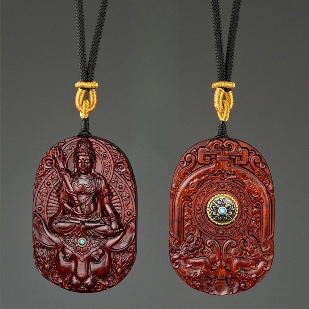 飾品 佛牌項鍊 項鍊 紫檀木 十二生肖 吊墜 本命年 天然紫檀 掛墜 保平安 招財納福 木雕 不動明王 文殊菩薩 270