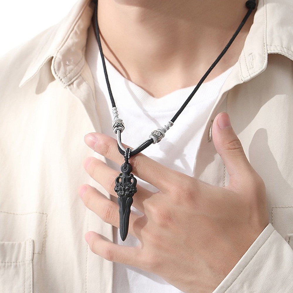 飾品 項鍊 毛衣鍊 男生項鍊 禮物 原創 和田玉 吊墜 睚眥劍 編繩 s925純銀 新中式 和田玉項鍊 長鍊 399