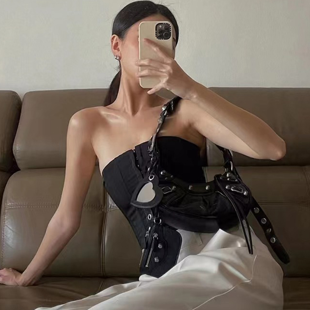 女生包包 半月包 機車包 腋下包 真皮包包 Y2K ins包包 鉚釘包 褶皺包 水餃包 月牙包 單肩包 斜背包 077