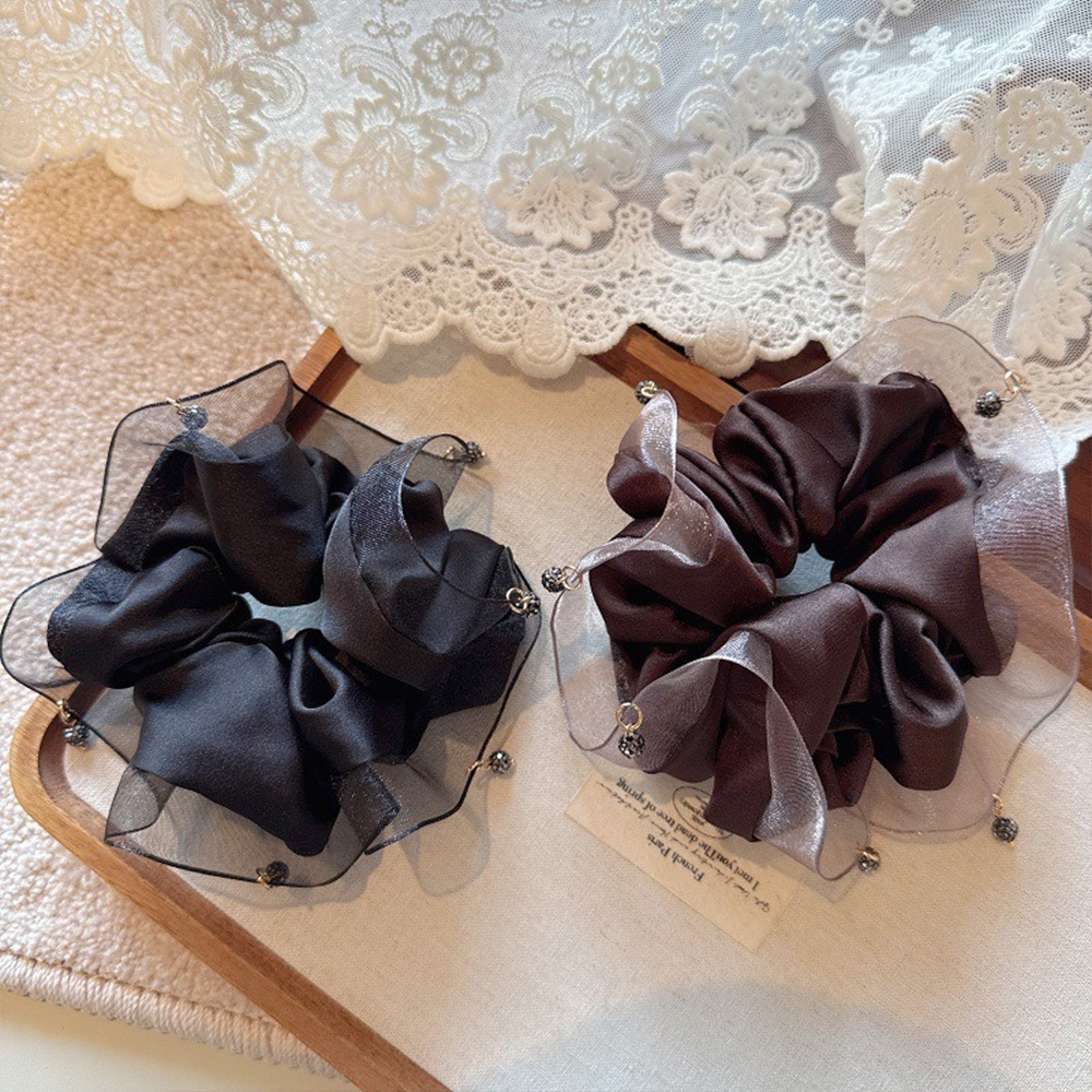 髮飾 髮圈 水鑽髮圈 飾品 歐根紗 緞面 綁頭髮 高馬尾 髮束 大腸圈 女生髮圈 女髮飾 韓國髮飾 小皮筋 高級感034