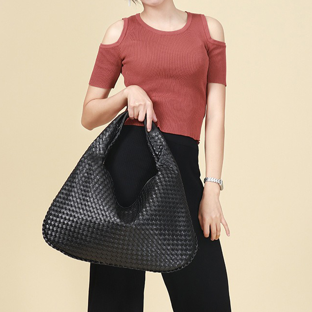 包包女 編織包 半月包 月牙包 單肩包 腋下包 手提包 水餃包 歐美包包 大容量包包 大包包 黑色包包 女生禮物 496